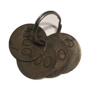 SET OF 4 VINTAGE BRONZE NUMBER TAGS NUMBER 4100